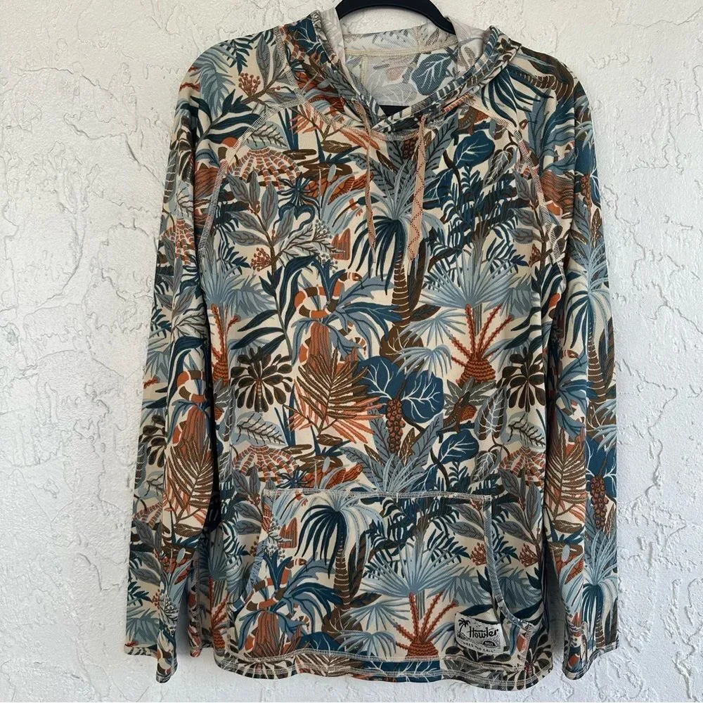 HOWLER BROS Pullover Hoodie Sweatshirt Men Medium Leaf Print